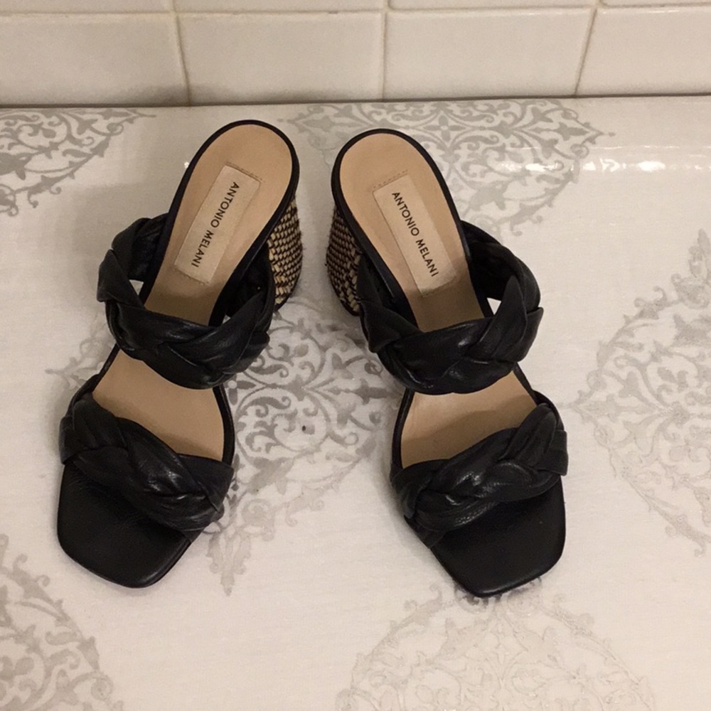 *OBO* Antonio Melani black braided heels L